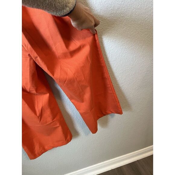 Wide Leg Linen Blend Orange Romper XS Sporty Vacation Spring - Picture 5 of 6